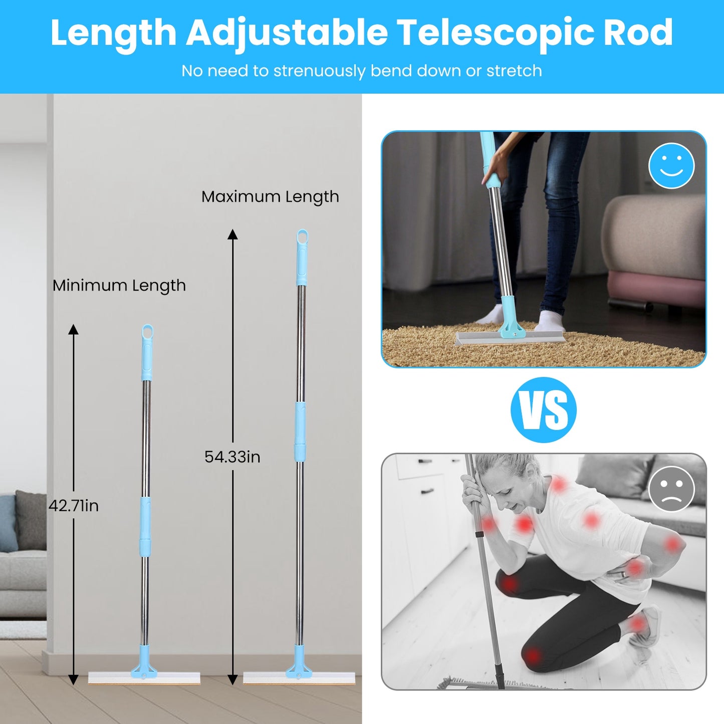Extendable handle means no crouching or back strain