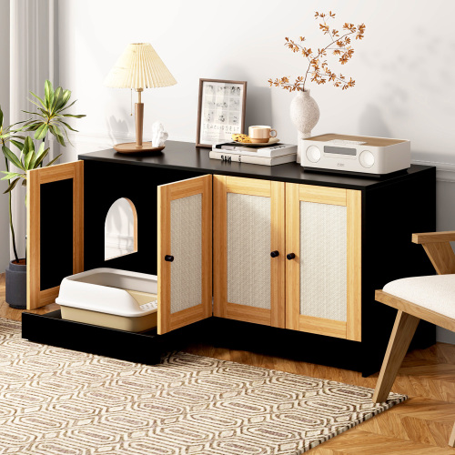 Rattan litter cabinet detail