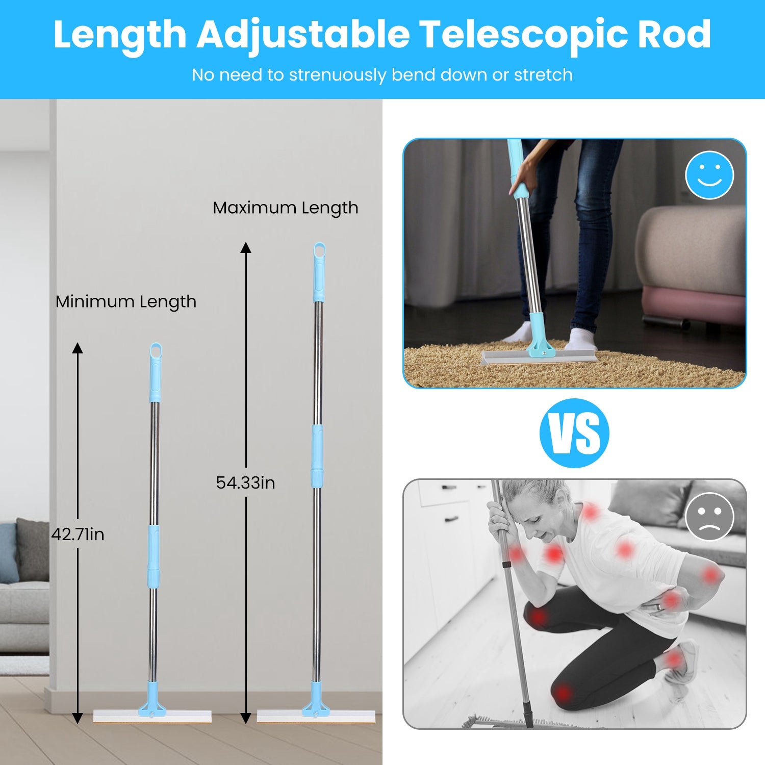 Extendable handle means no crouching or back strain
