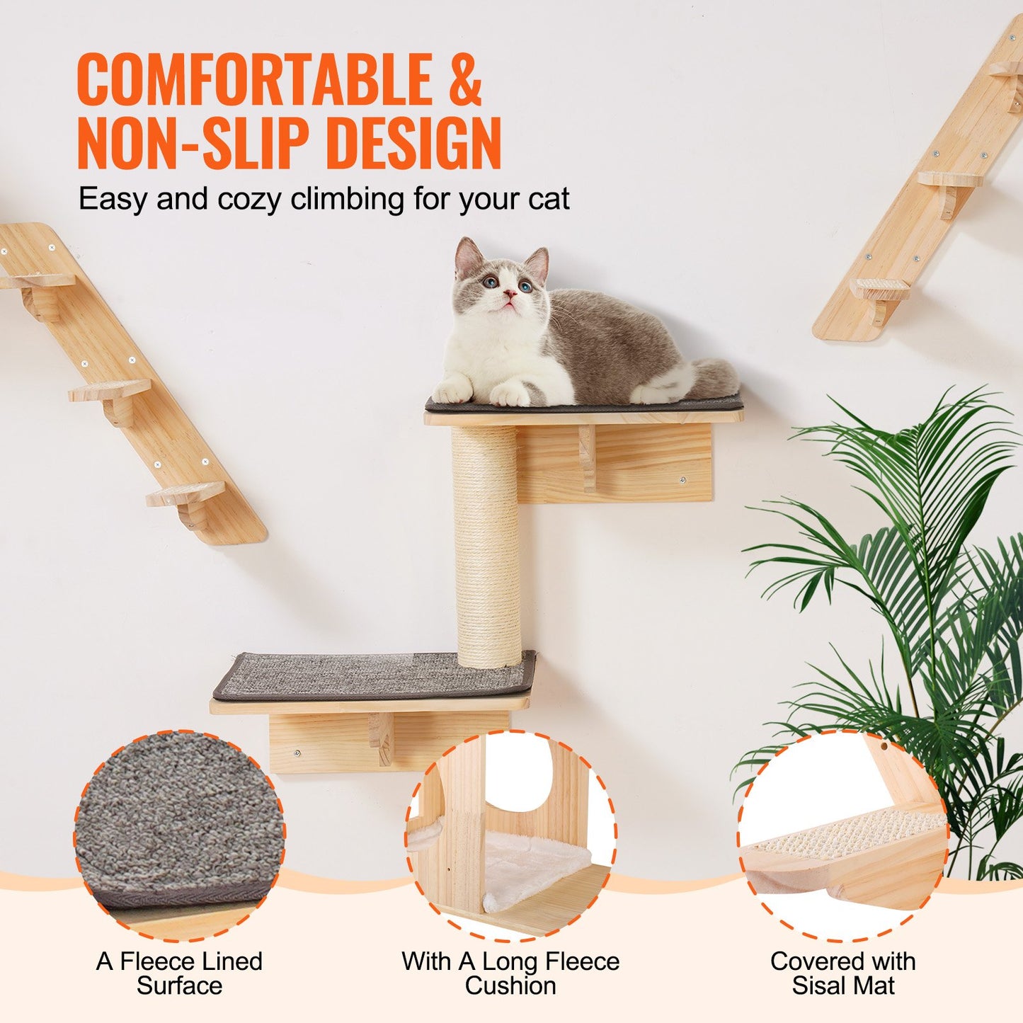 Comfortable non-slip fleece-lined platforms