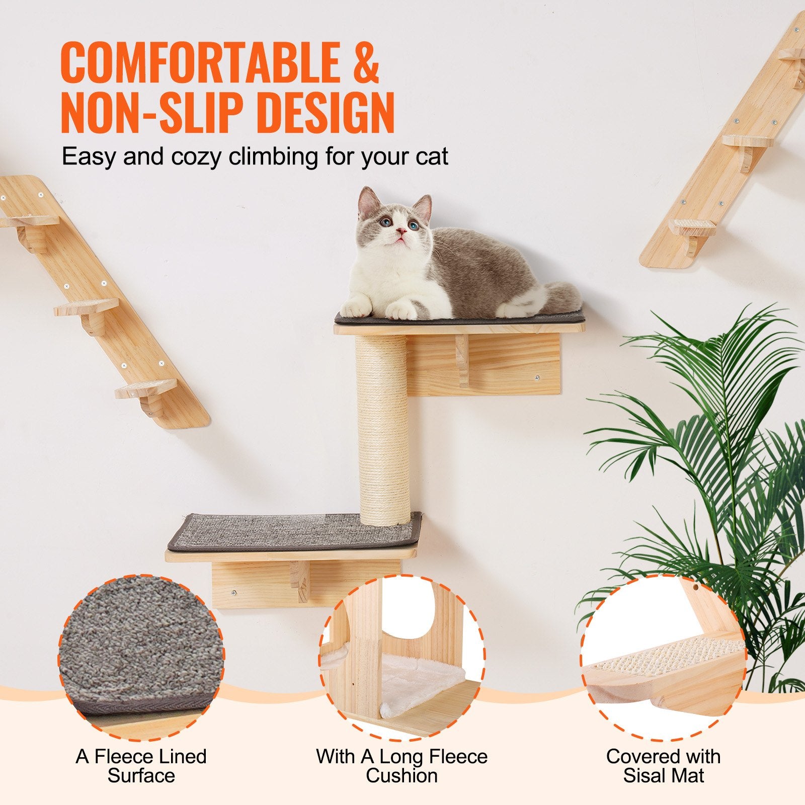 Comfortable non-slip fleece-lined platforms