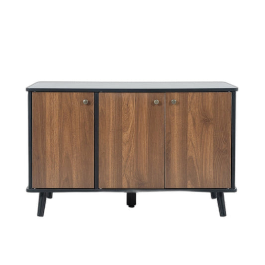 Black and walnut litter box bench — front view