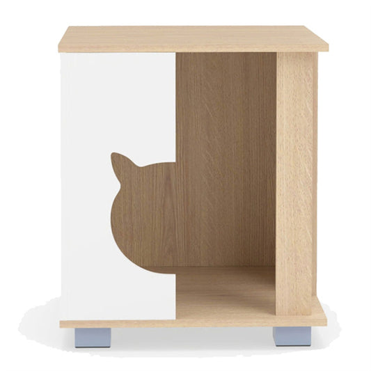 Cat house nightstand — front view on white background