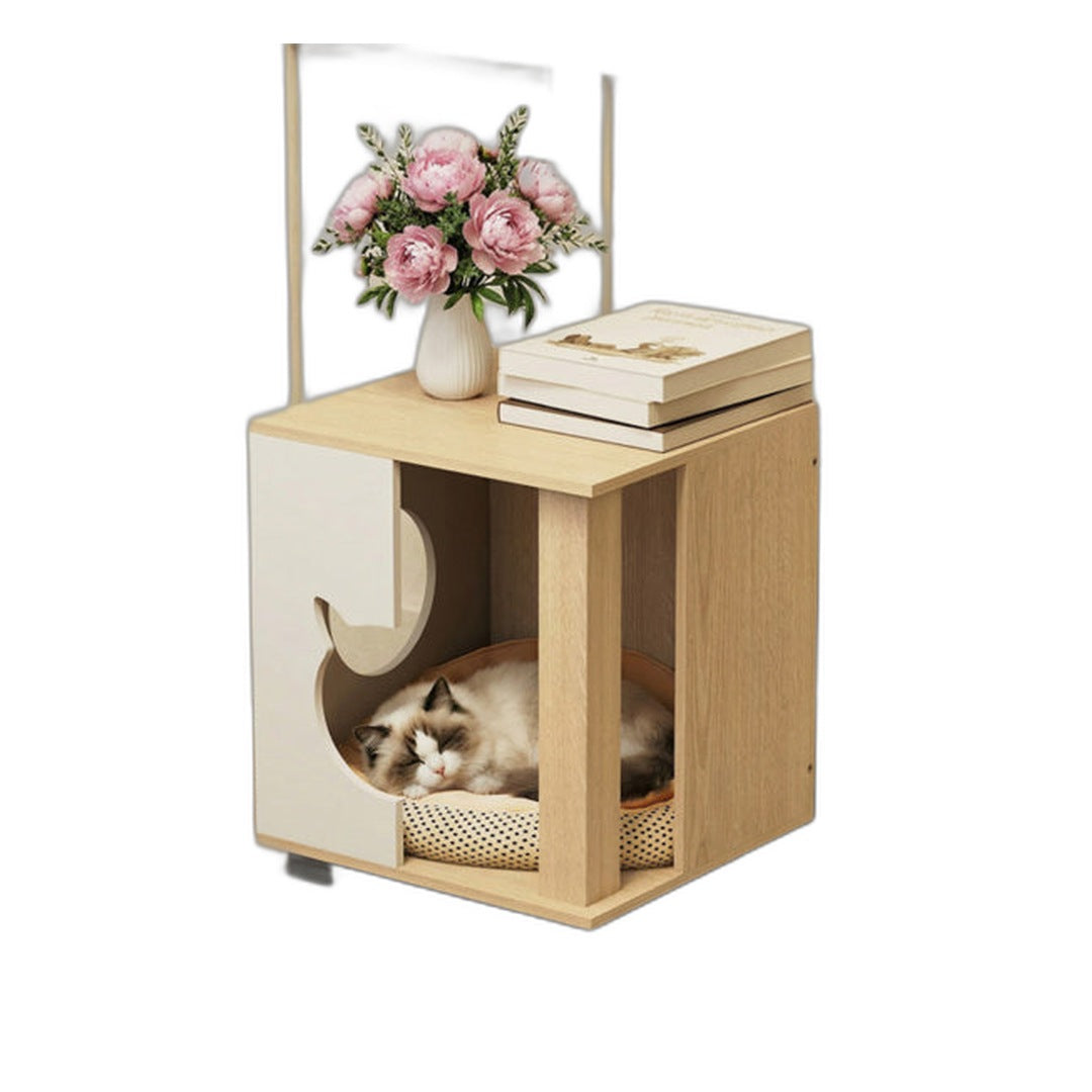 Cat napping inside the nightstand