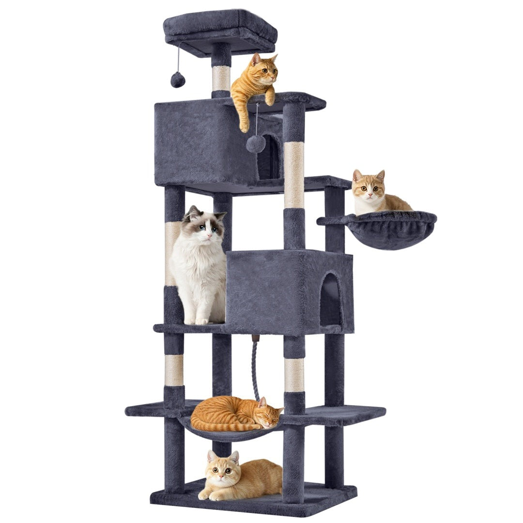 66-inch cat tower — dark grey variant