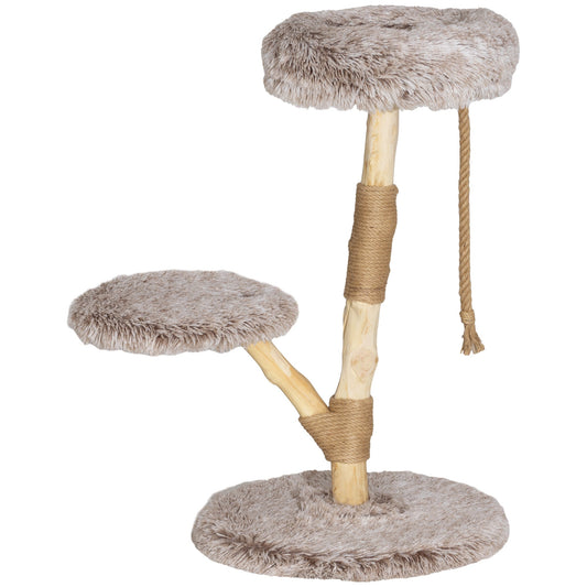 Modern wood cat tree — white background